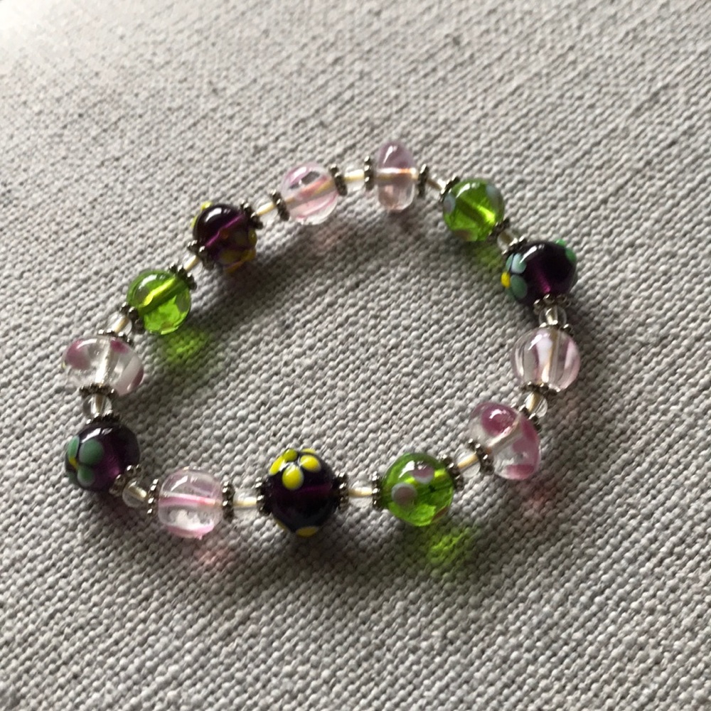 Hand painted beaded bracelet
